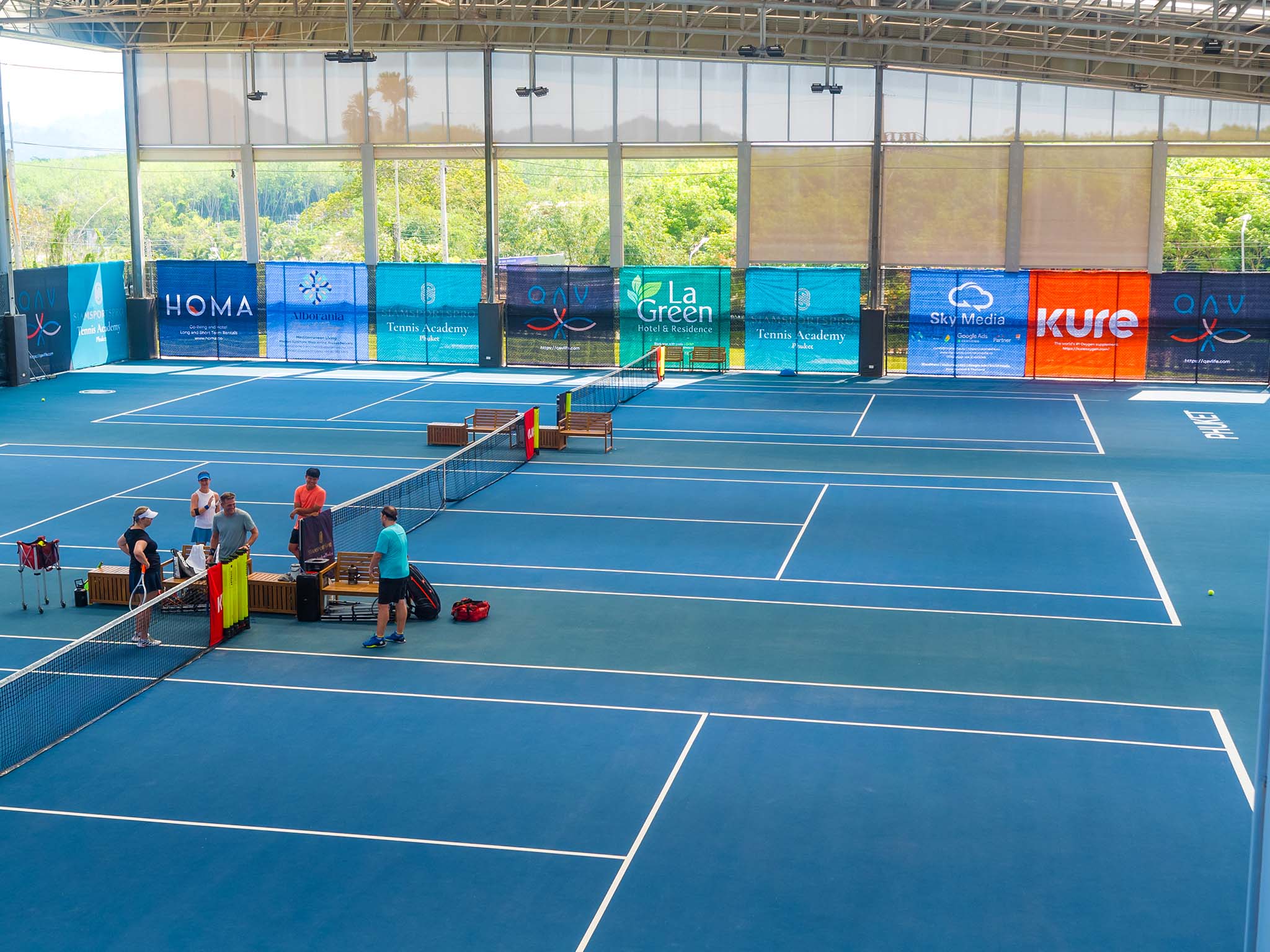 SiamSportsPro Tennis Academy: six covered courts aerial